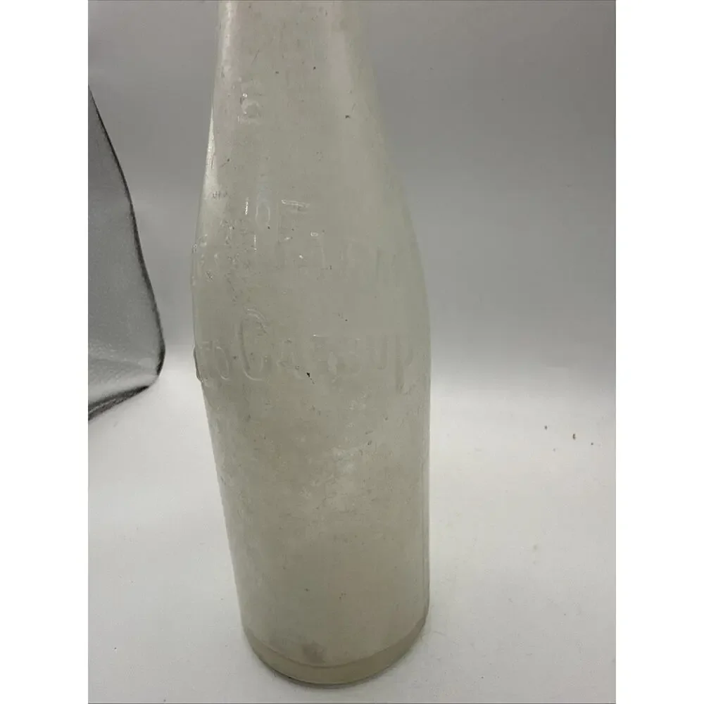 Vintage Embossed Soda Bottle Clear Glass Bottling Co Crown Top Advertising